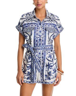 Wonderful City Linen Belted Romper by FARM RIO