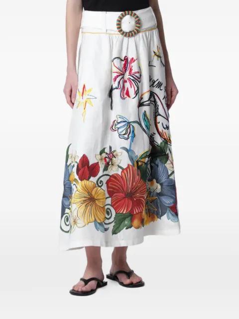 belted floral-print maxi skirt by FARM RIO