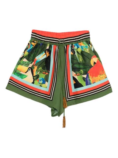 bird-print beaded-detail shorts by FARM RIO