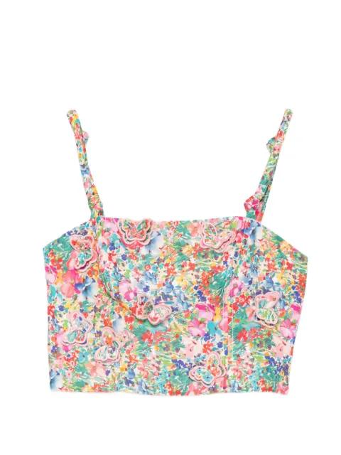 butterfly-appliquéd crop top by FARM RIO