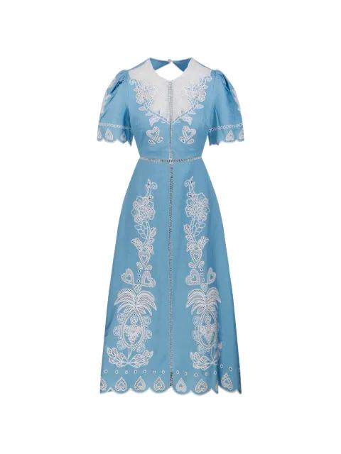 cut-out embroidered midi dress by FARM RIO