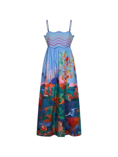 dream landscape embroidered midi dress by FARM RIO