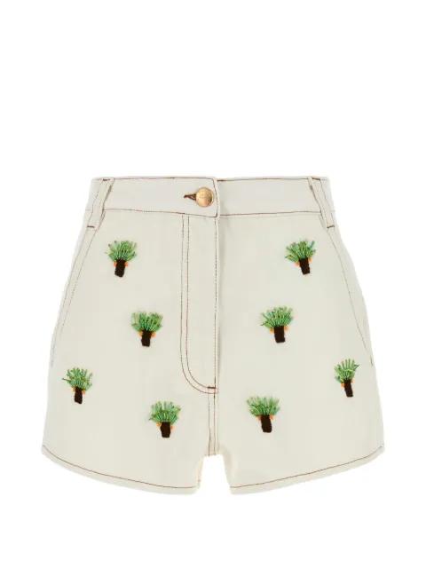 embroidered denim shorts by FARM RIO