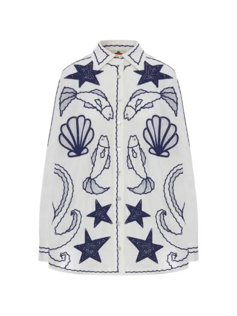 embroidered linen shirt by FARM RIO