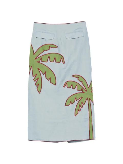 embroidered palm-tree midi skirt by FARM RIO