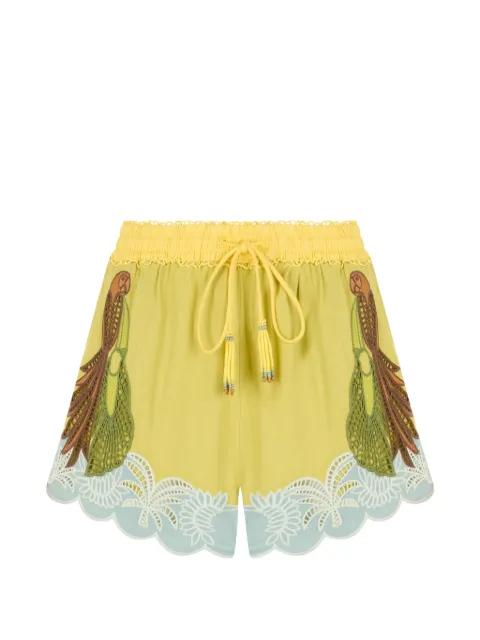 embroidered scalloped-hem mini shorts by FARM RIO
