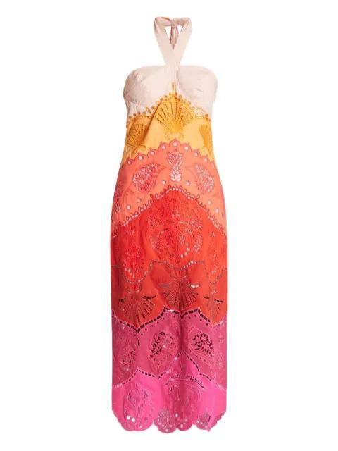 embroidery-eyelet halter-neck midi dress by FARM RIO