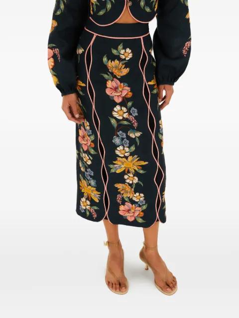 floral-embroidered midi skirt by FARM RIO