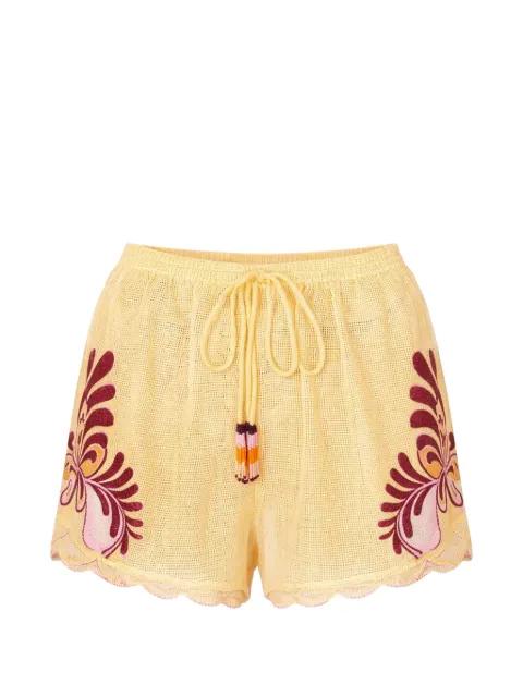 floral embroidered scalloped shorts by FARM RIO