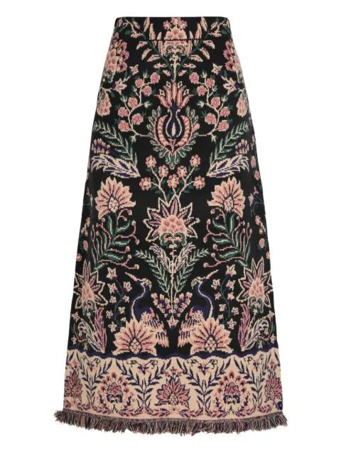 floral-print fringed-trim midi skirt by FARM RIO