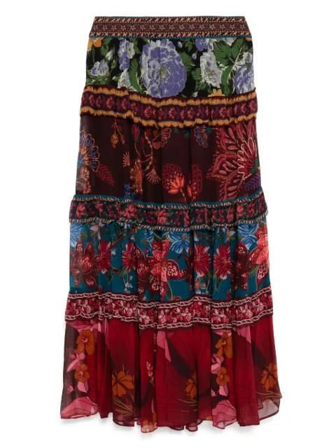 floral-print ruffle skirt by FARM RIO