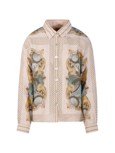 graphic-print crochet-panel shirt by FARM RIO