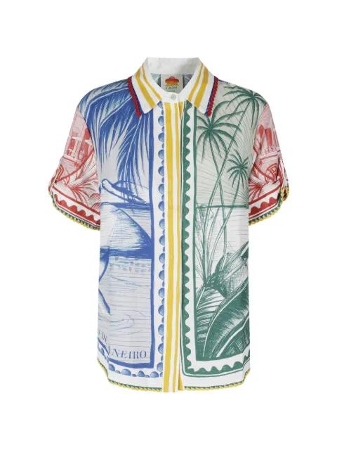 graphic-print crochet-trim shirt by FARM RIO