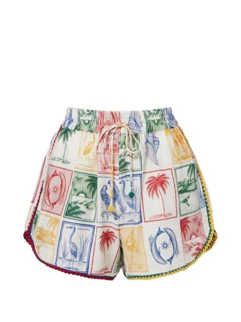 graphic-print crochet-trim shorts by FARM RIO