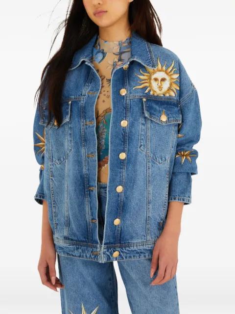 graphic-print denim jacket by FARM RIO