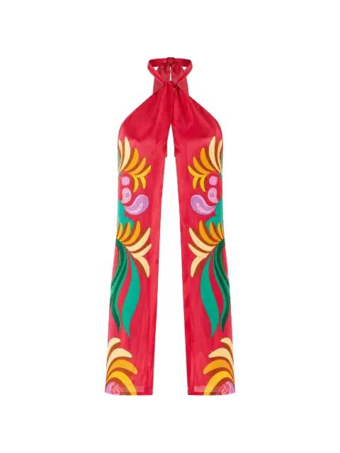 graphic-print halterneck top by FARM RIO