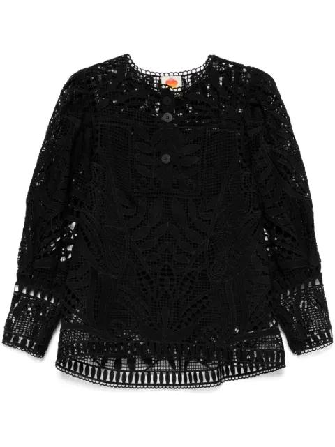 guipure-lace puff-sleeve blouse by FARM RIO