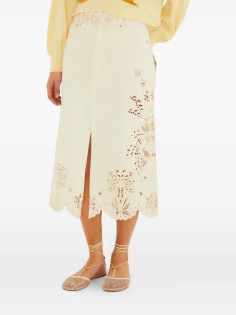 laser-cut scallop straight skirt by FARM RIO