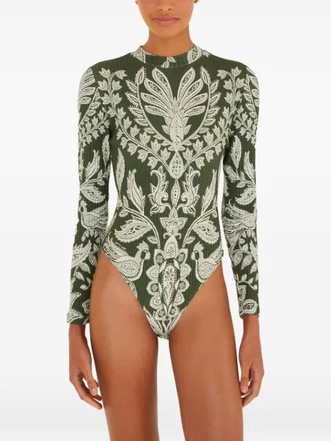 long-sleeve printed bodysuit by FARM RIO