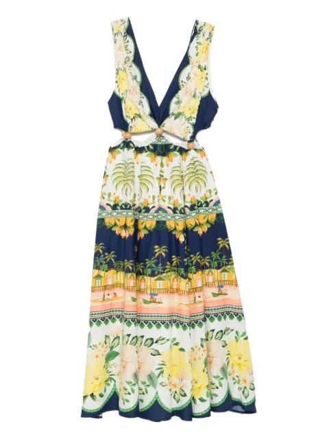 midi floral cut-out dress by FARM RIO