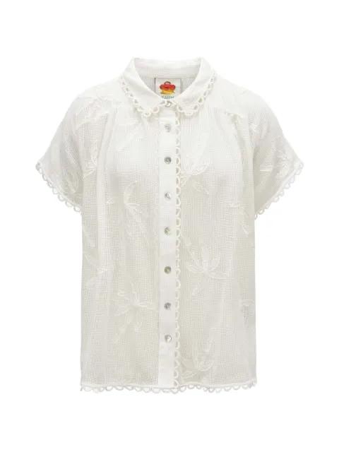 palm trees scalloped shirt by FARM RIO