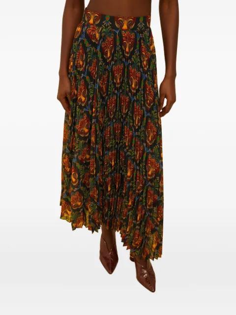 pleated print midi skirt by FARM RIO