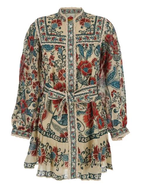 print-floral button mini dress by FARM RIO