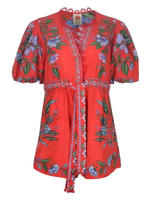puff-sleeve floral-print jumpsuit by FARM RIO