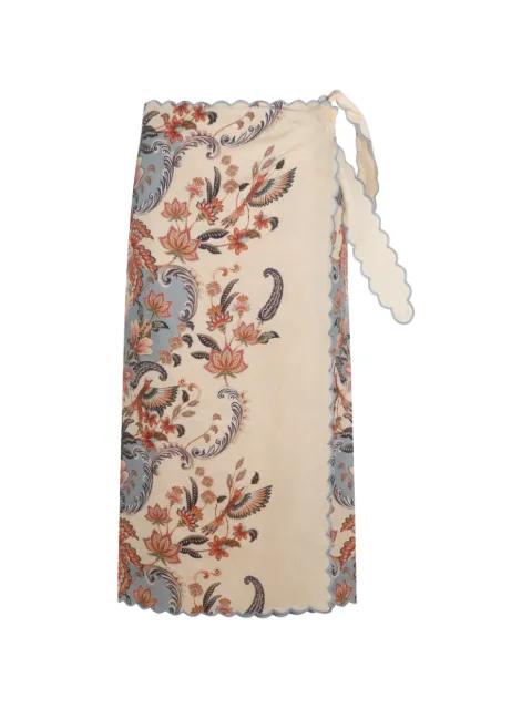 scalloped-edge floral-print skirt by FARM RIO