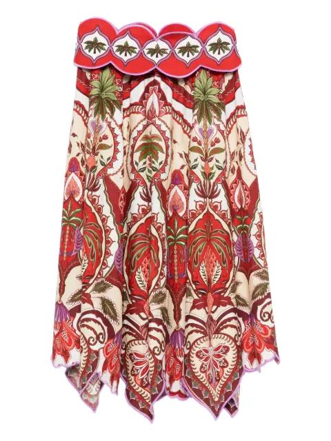 scalloped printed midi skirt by FARM RIO