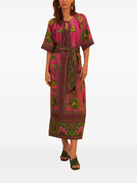 self-tie belt floral-print maxi dress by FARM RIO