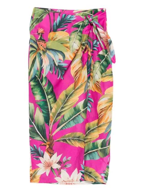 tie floral midi skirt by FARM RIO
