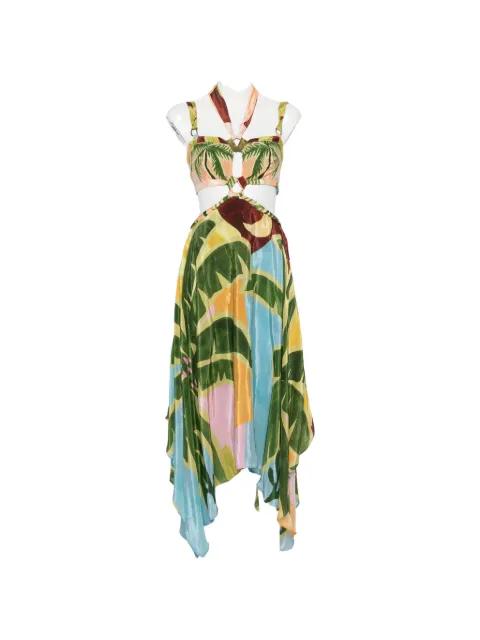 tropical-print asymmetric midi dress by FARM RIO