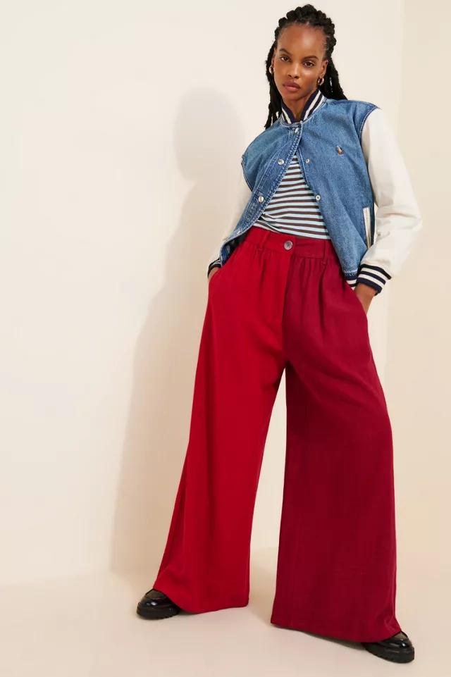 Fashion Brand Company 2 Tone Thick Linen Blend Wide Leg Pant by FASHION BRAND COMPANY