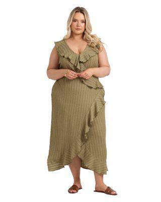 Ruffle Wrap Sleeveless Midi Dress by FASHION-SZN CURVE