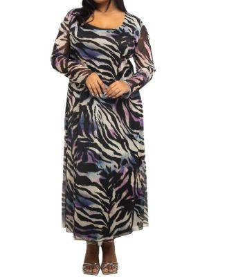Zebra Print Mesh Midaxi Dress by FASHION-SZN CURVE