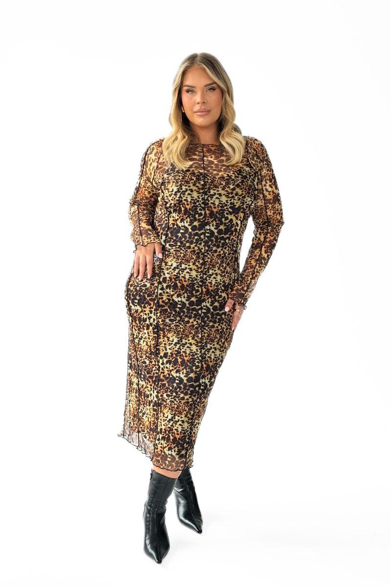 Curve Cheetah Print Seam Detail Midaxi Dress by FASHION-SZN