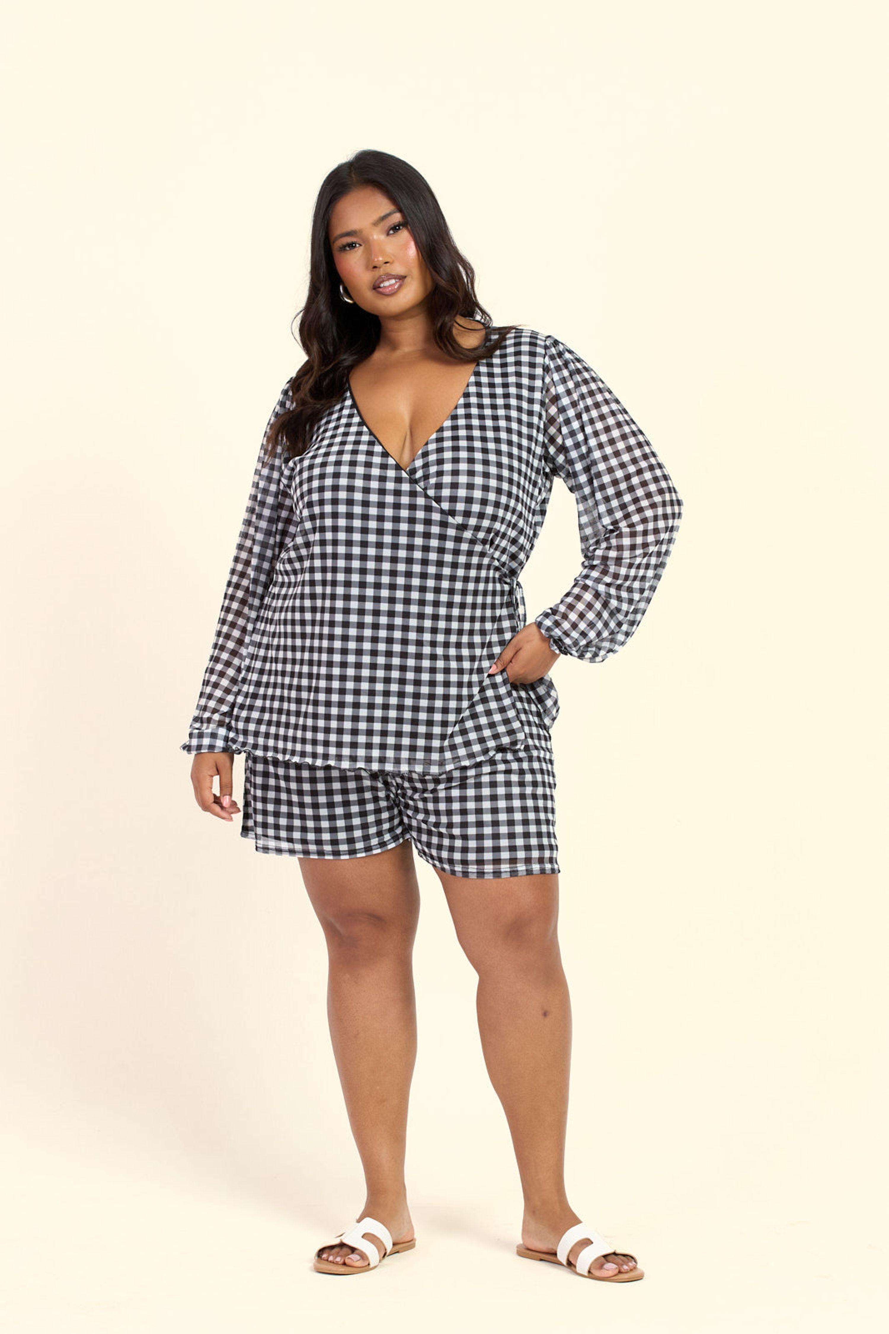 Curve Gingham Print Flippy Short by FASHION-SZN