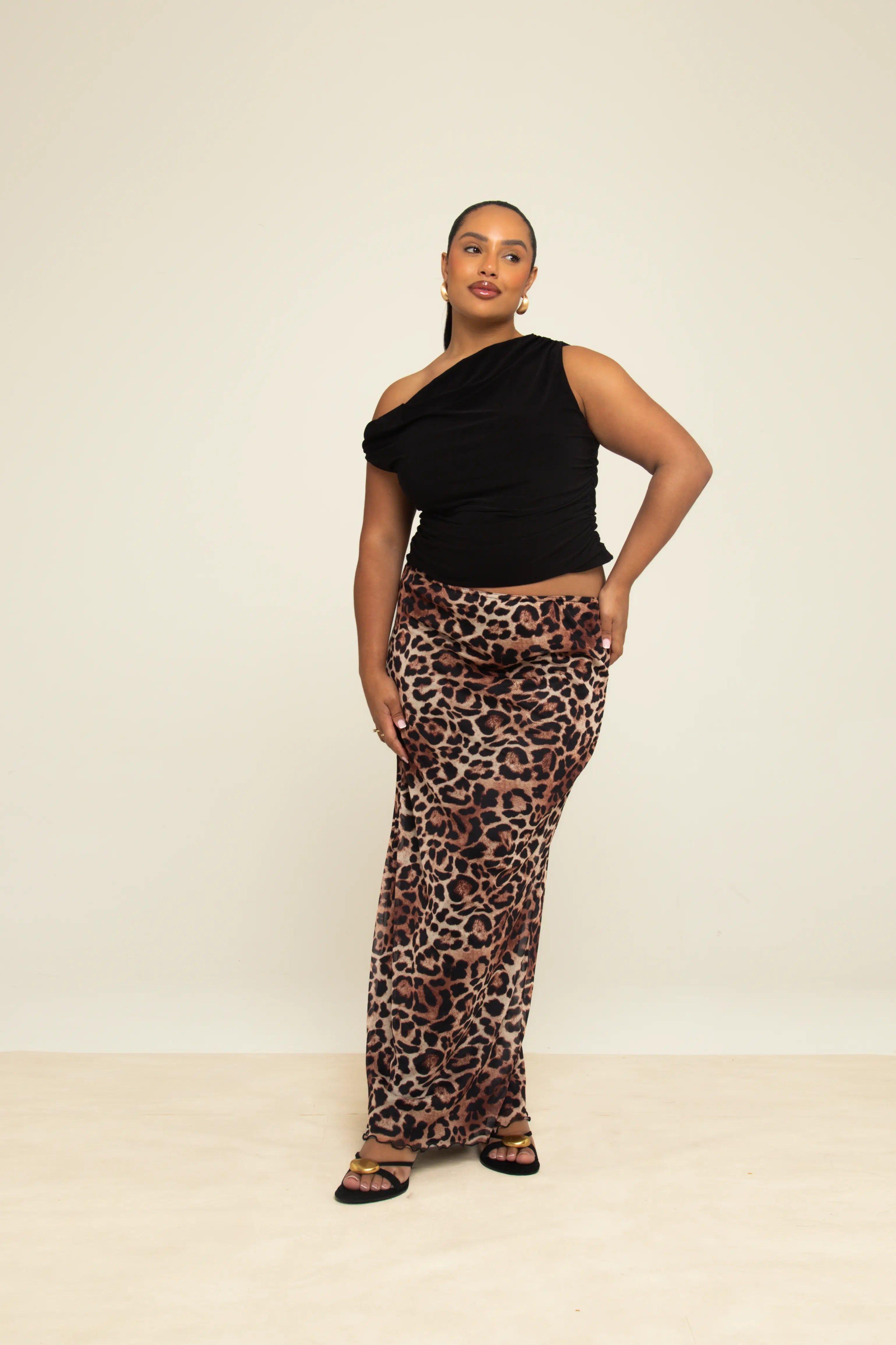 Curve Leopard Print Curve Mesh Maxi Skirt by FASHION-SZN Curve Leopard Print Curve Mesh Maxi Skirt by FASHION-SZN