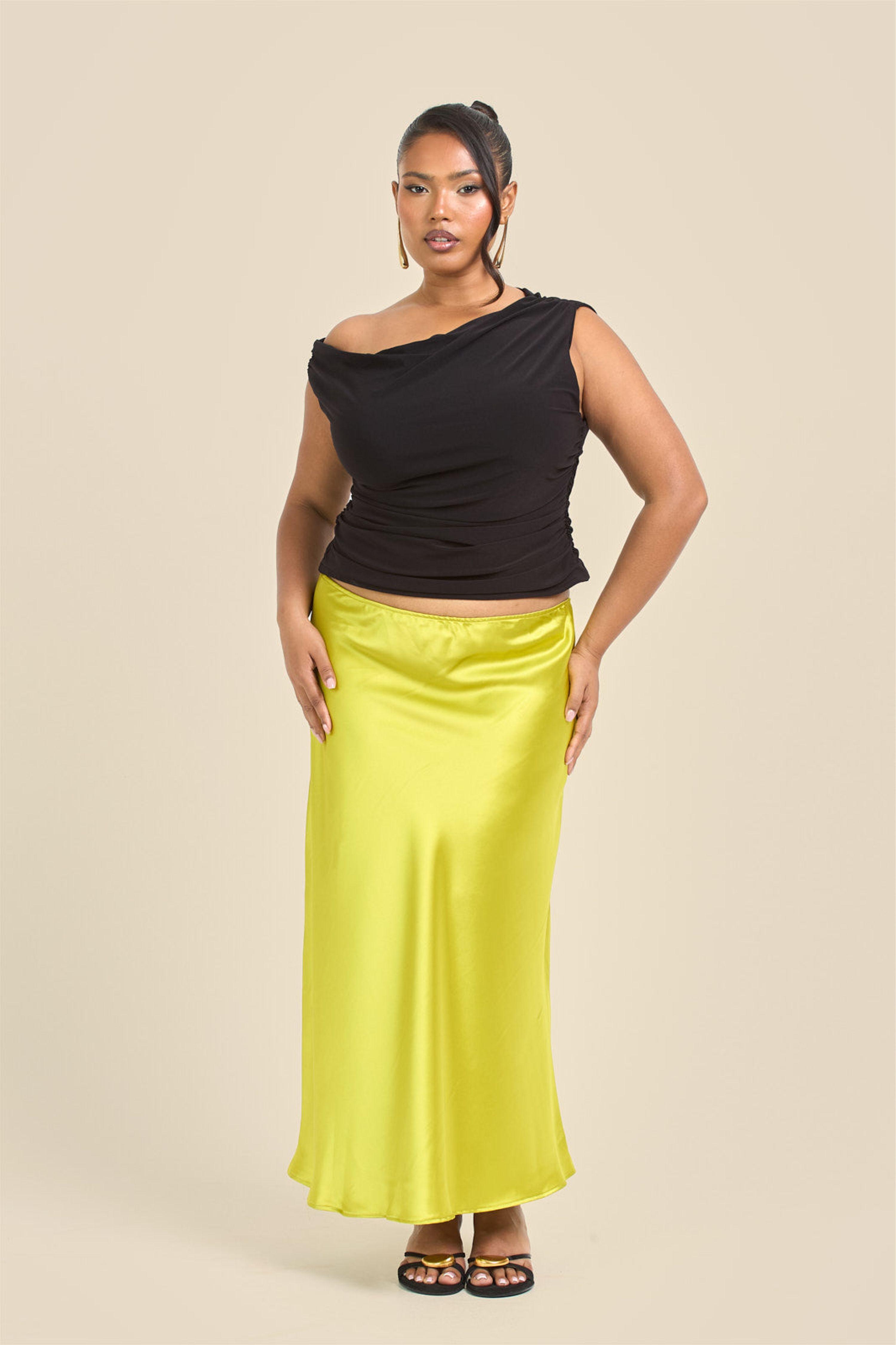 Curve Satin Bias Cut Midaxi Skirt by FASHION-SZN