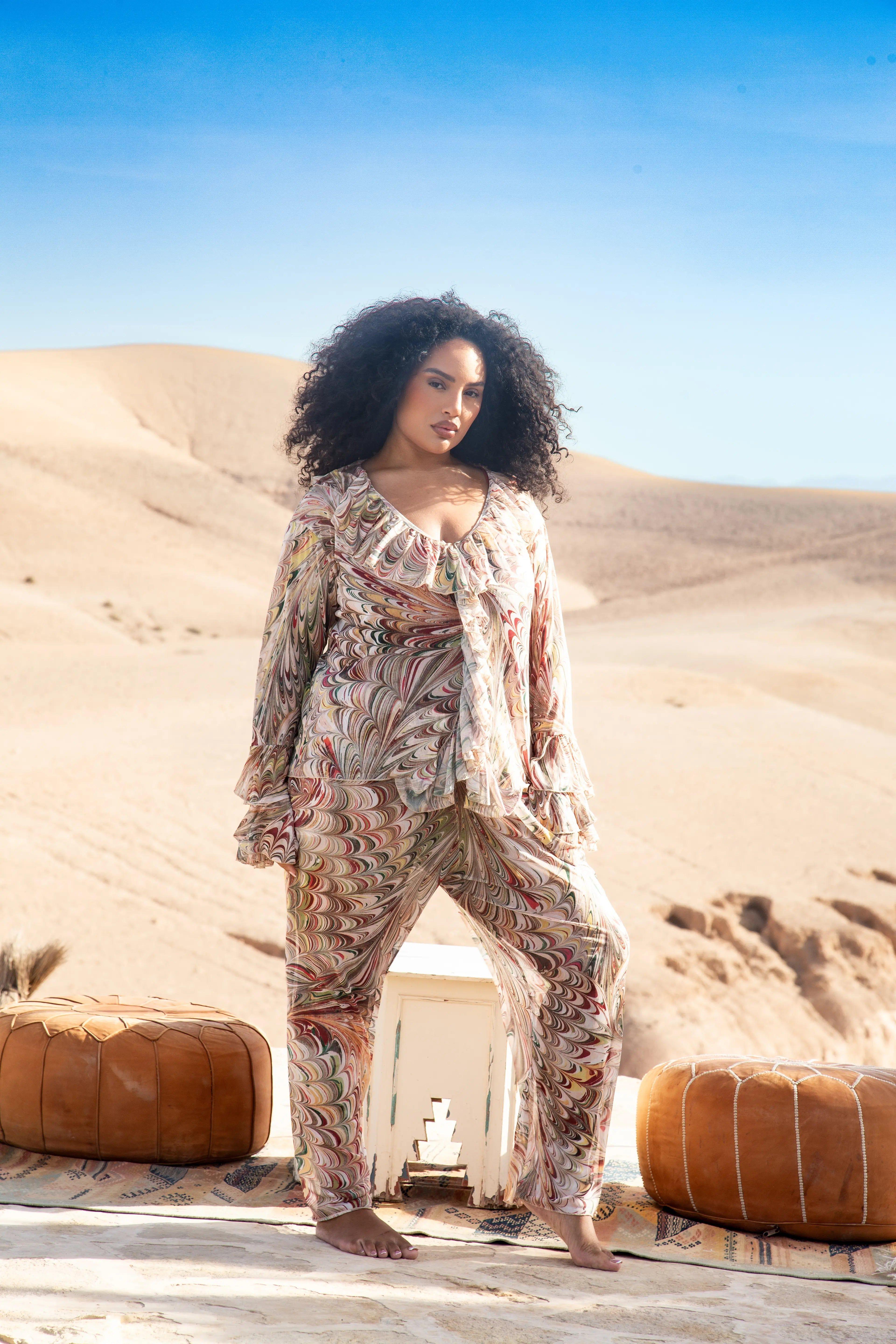 Curve Swirl Print Resort Trouser by FASHION-SZN