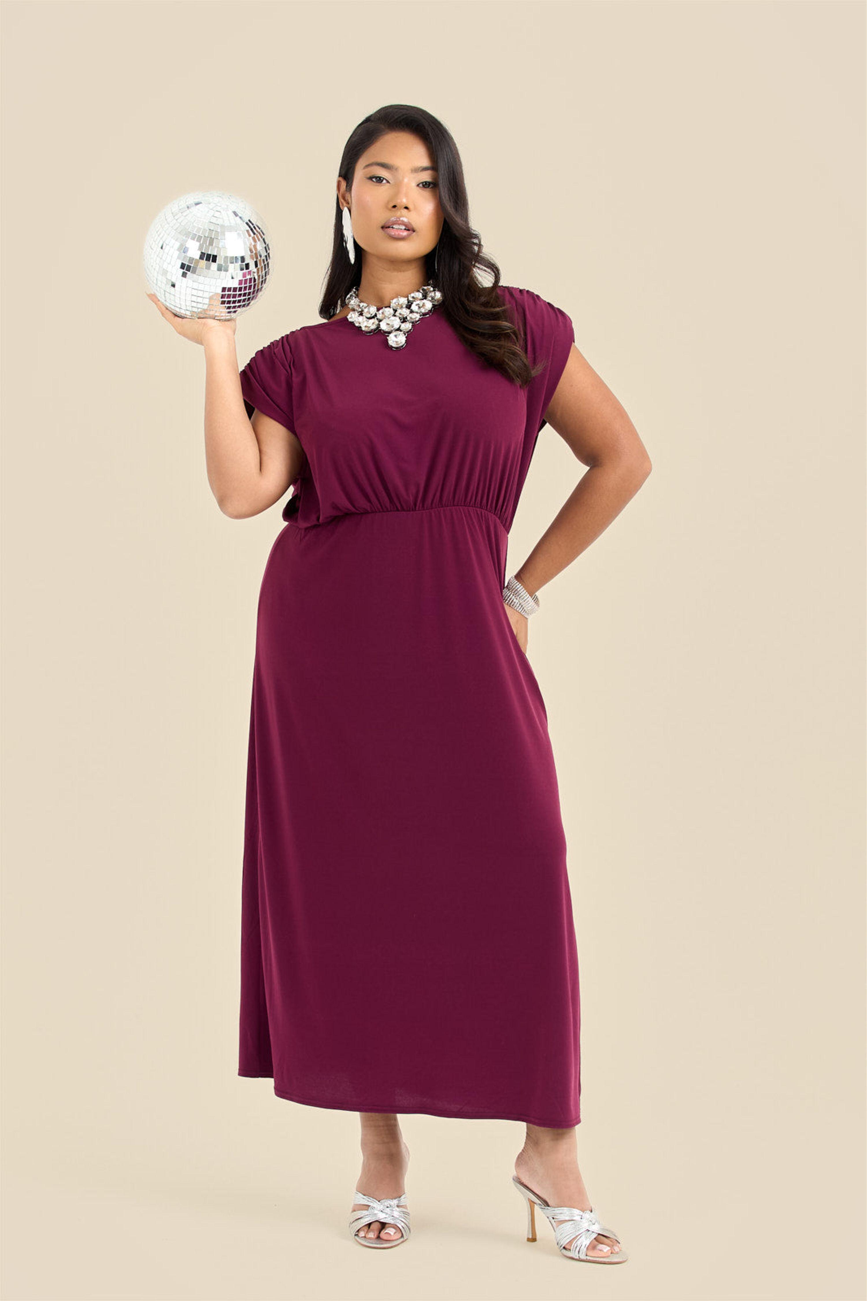 Plus Size Statement Shoulder Pad Midi Dress by FASHION-SZN