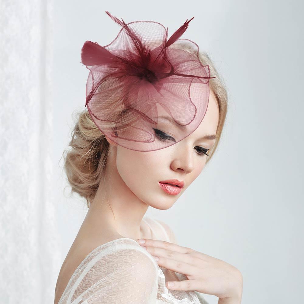 Feather Mesh Headband Hair Clip Fascinator by FASHNZFAB