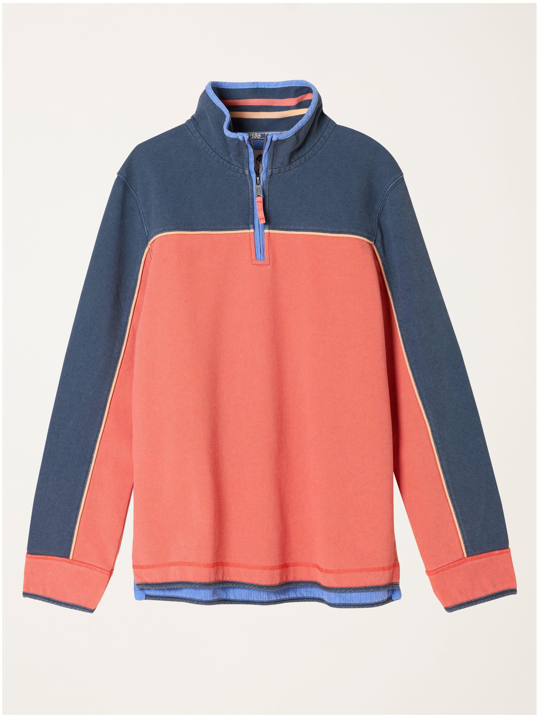 Airlie Coral Pink Stripe Quarter Neck Sweat Top by FAT FACE