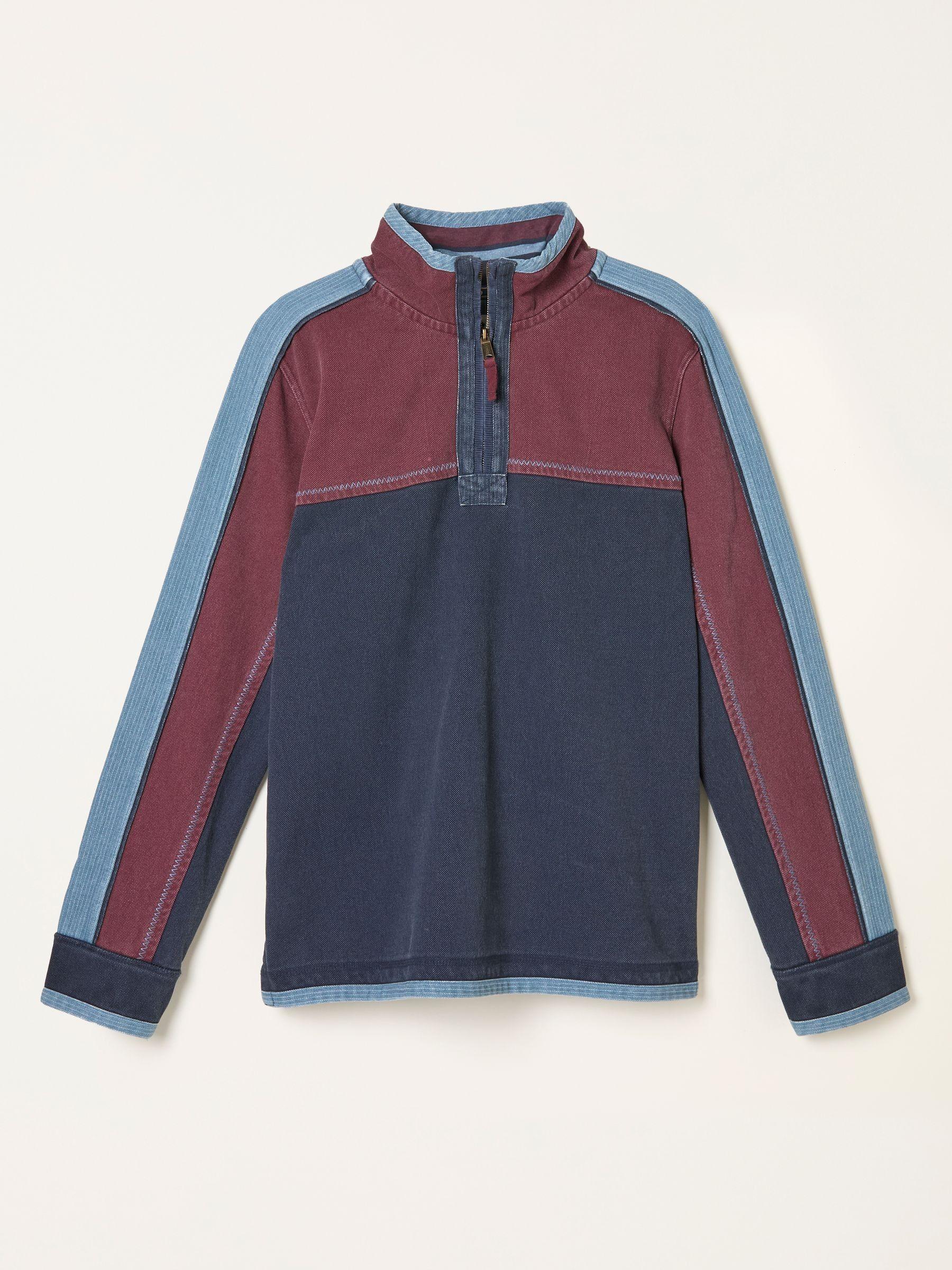Airlie Navy Panel Quarter Neck Sweatshirt by FAT FACE