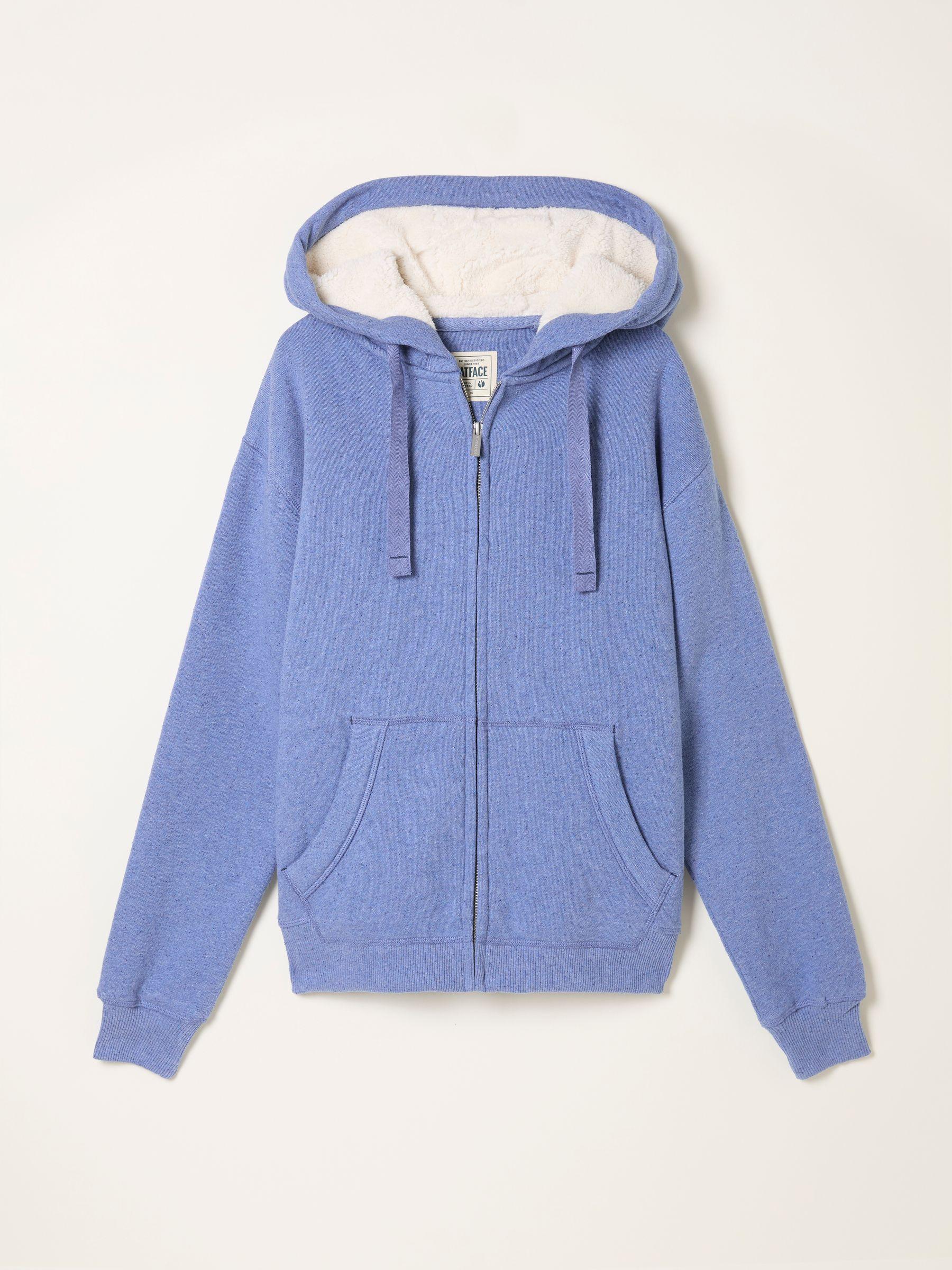 Amy Pale Blue Borg Lined Zip Through Hoodie by FAT FACE