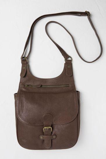 Anna Brown Oiled Leather Crossbody Bag by FAT FACE