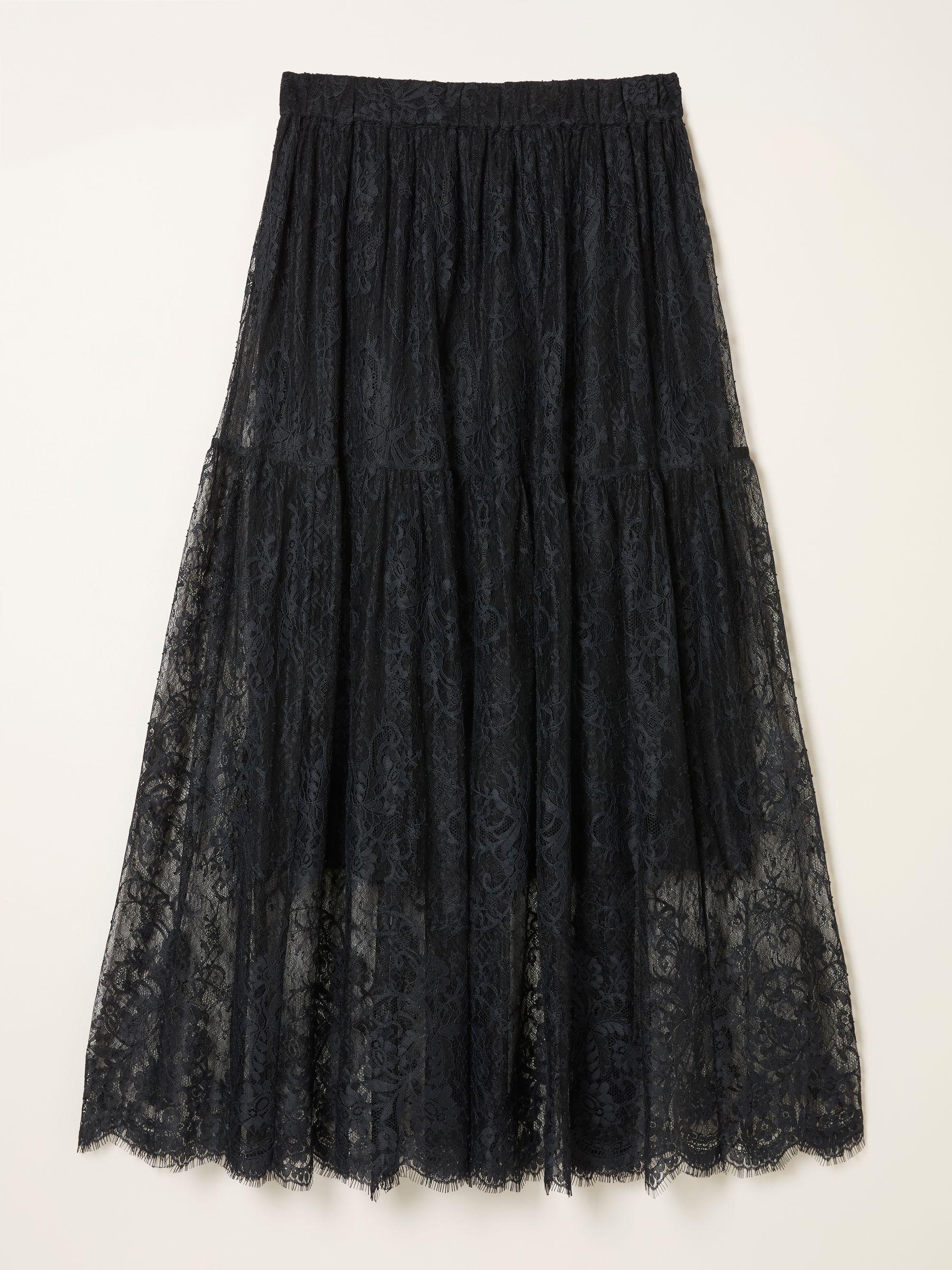 Annie Black Lace Midi Skirt by FAT FACE