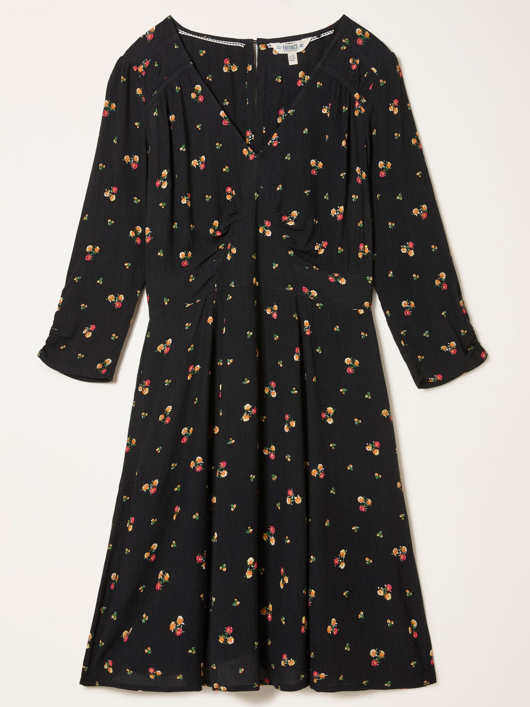 Anya Black Ditsy Regular Dress by FAT FACE