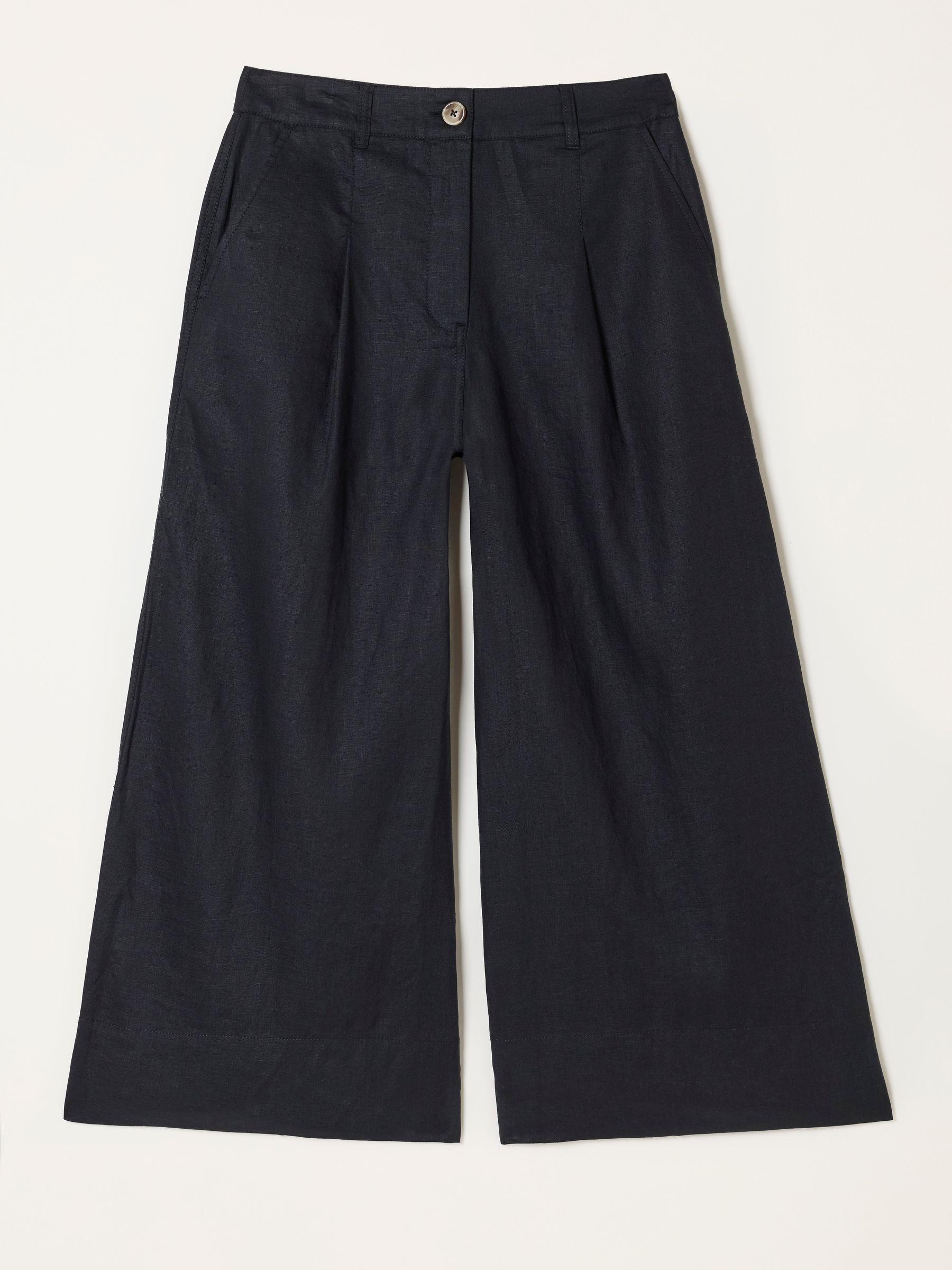 Anya Black Wide Leg Cropped Trousers by FAT FACE